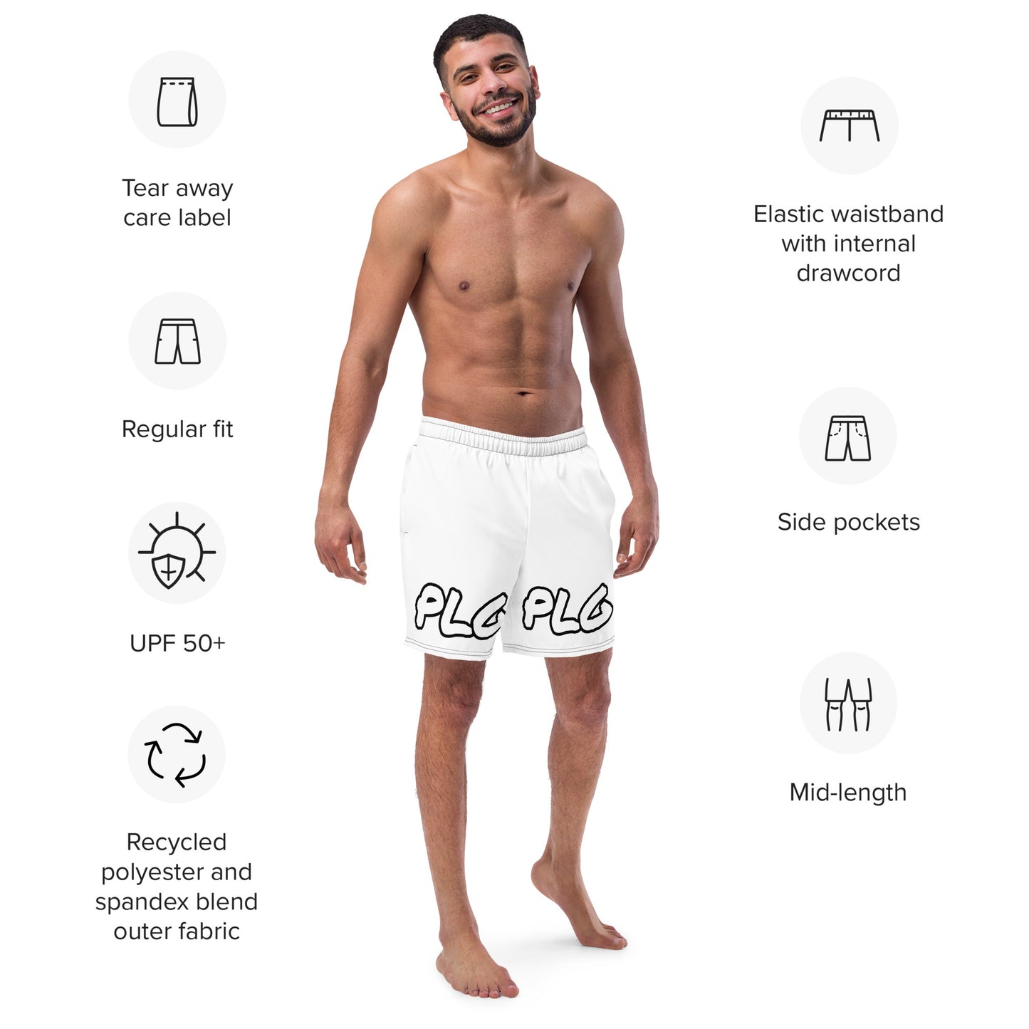 PLG (White) - Men's swim trunks