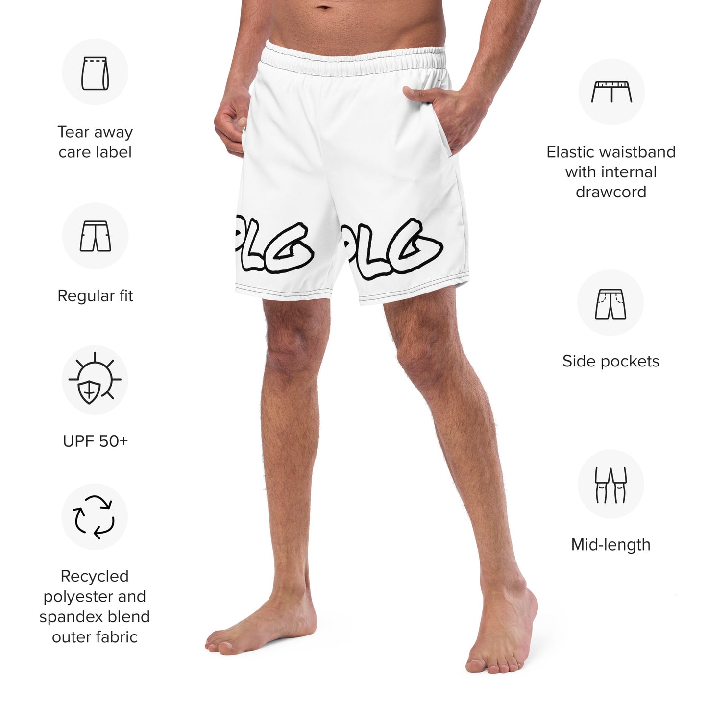 PLG (White) - Men's swim trunks
