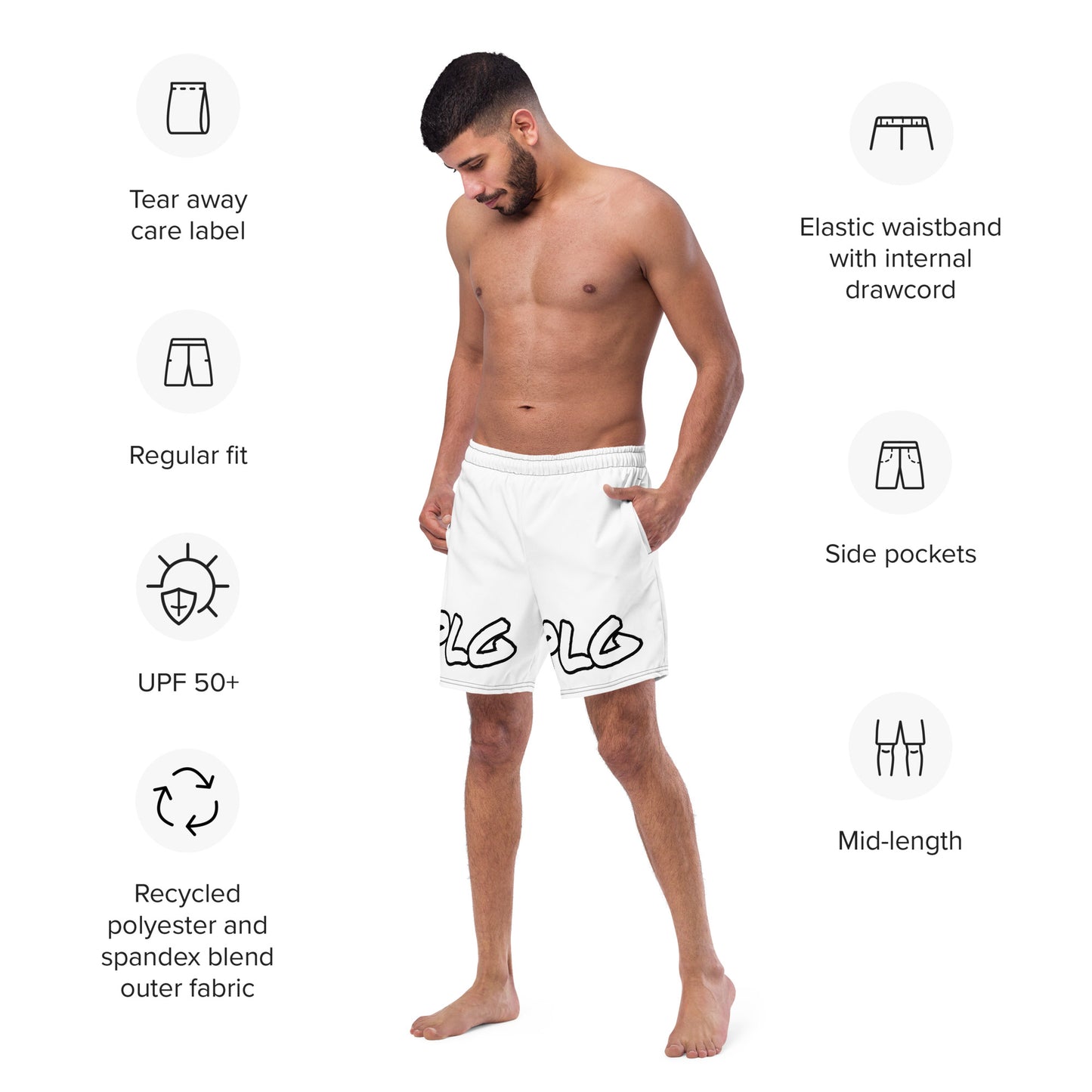 PLG (White) - Men's swim trunks