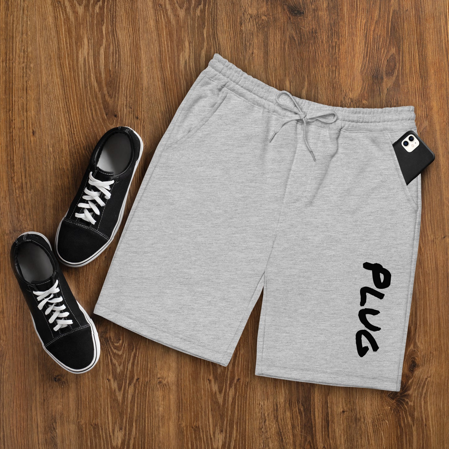 Plug (White/Grey) - Men's fleece shorts