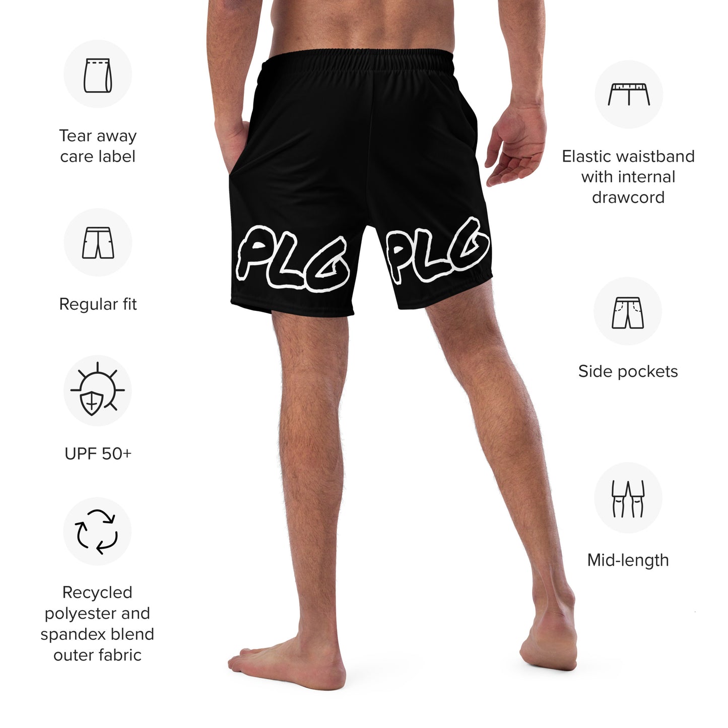 PLG (Black) - Men's swim trunks