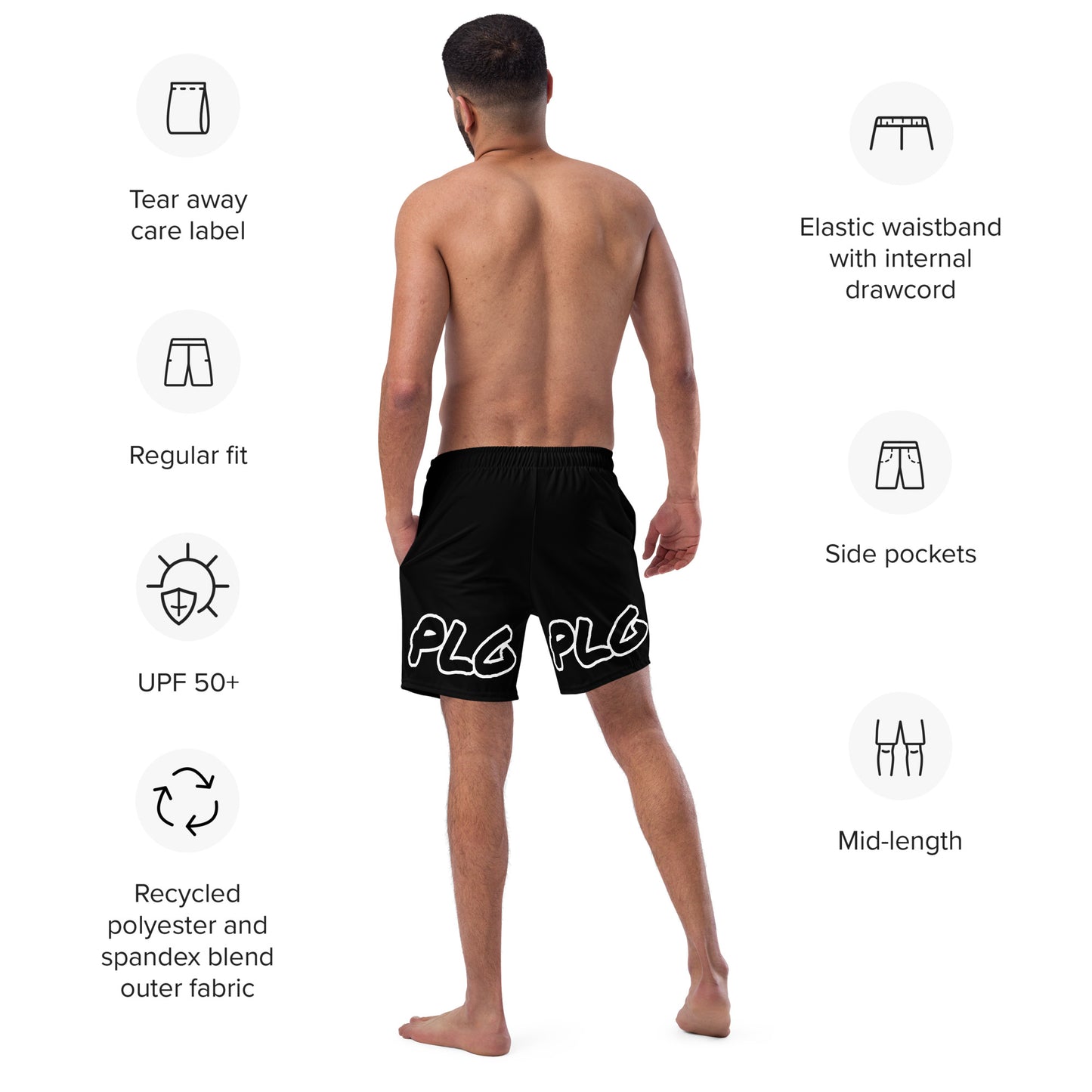 PLG (Black) - Men's swim trunks