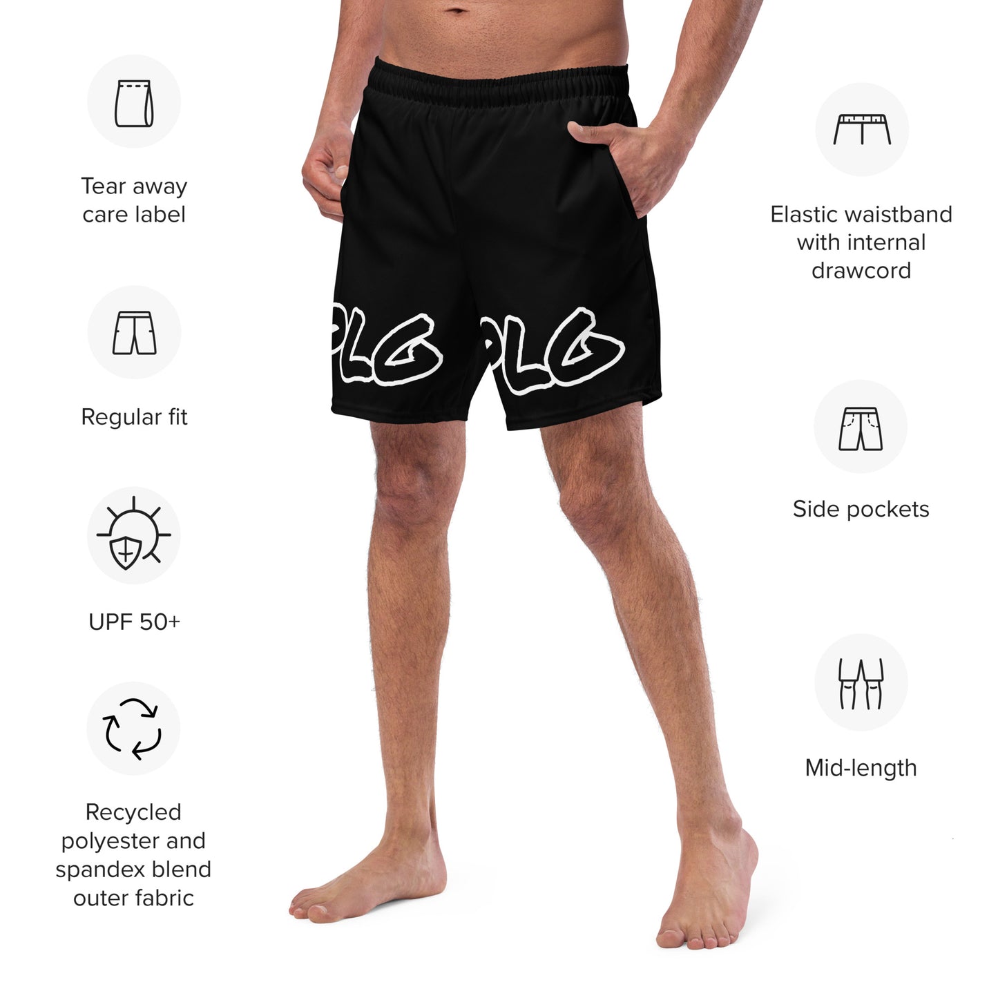 PLG (Black) - Men's swim trunks