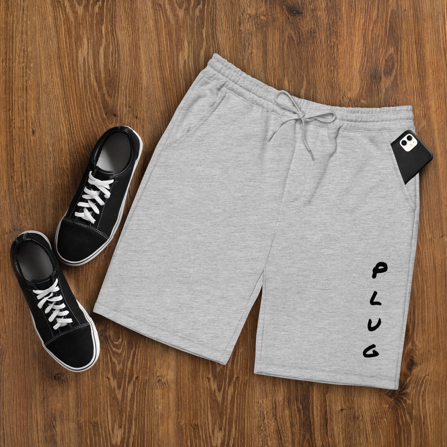 Plug (White/Grey) - Men's fleece shorts